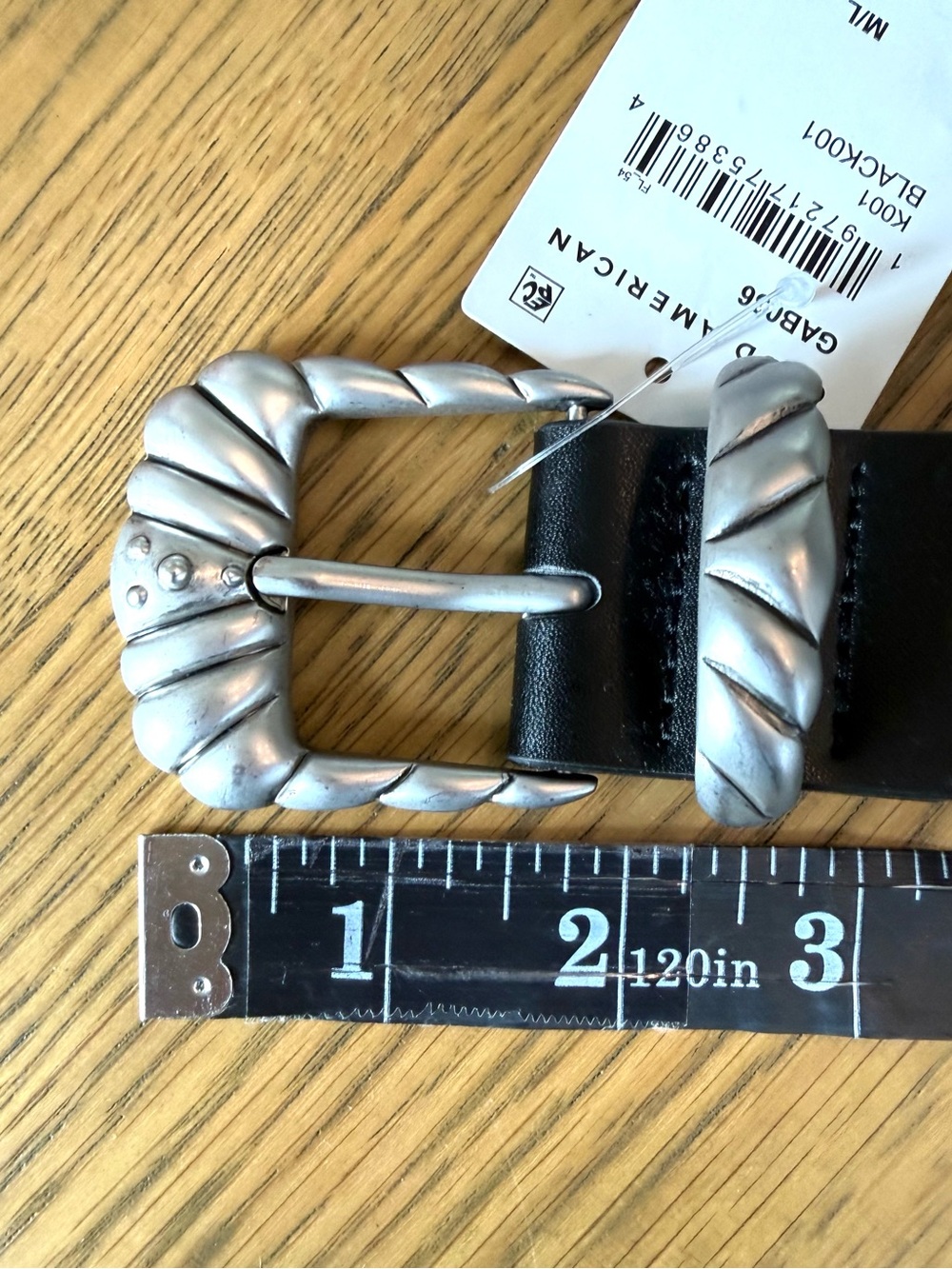 Good American Studded Western Leather Belt Black Silver GAB036 NWT - Picture 5 of 15